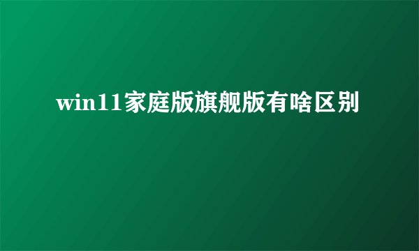 win11家庭版旗舰版有啥区别
