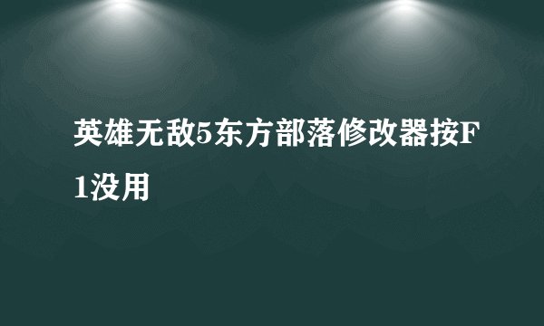 英雄无敌5东方部落修改器按F1没用