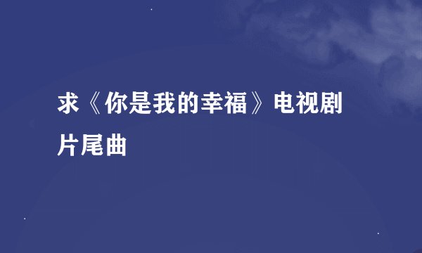 求《你是我的幸福》电视剧 片尾曲