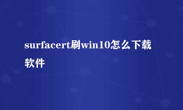 surfacert刷win10怎么下载软件