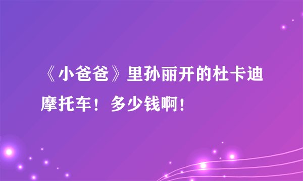 《小爸爸》里孙丽开的杜卡迪摩托车！多少钱啊！