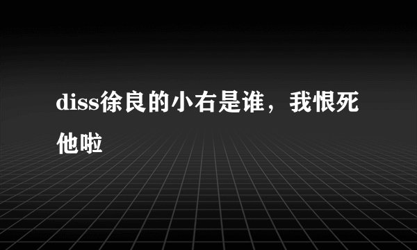 diss徐良的小右是谁，我恨死他啦