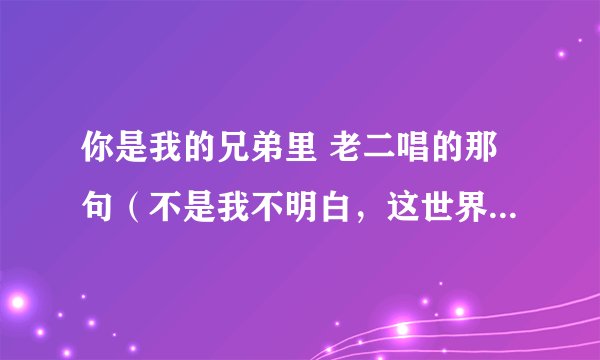 你是我的兄弟里 老二唱的那句（不是我不明白，这世界变化快）是什么歌呀