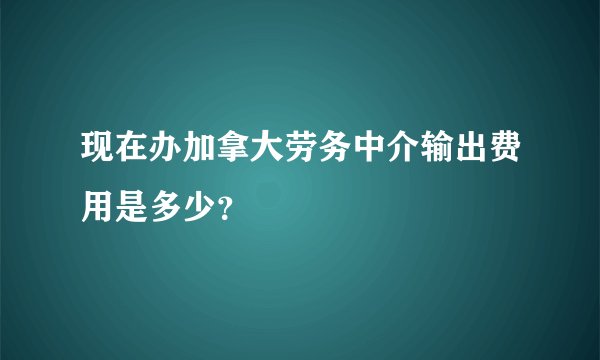 现在办加拿大劳务中介输出费用是多少？
