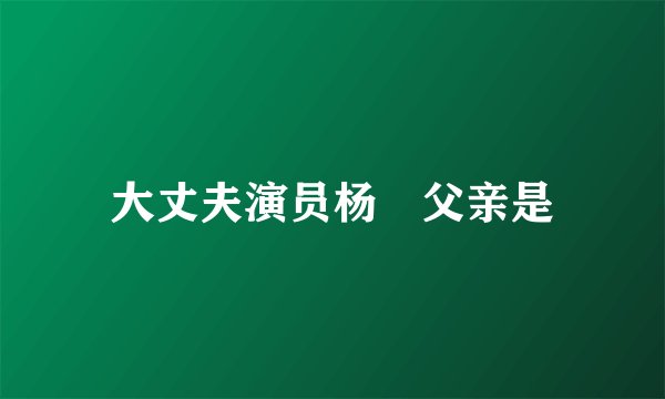 大丈夫演员杨玏父亲是