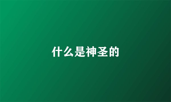 什么是神圣的