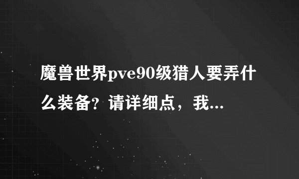 魔兽世界pve90级猎人要弄什么装备？请详细点，我是小白。