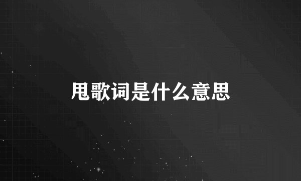甩歌词是什么意思