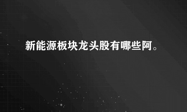 新能源板块龙头股有哪些阿。