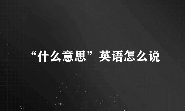 “什么意思”英语怎么说
