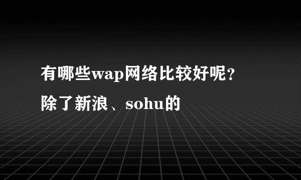 有哪些wap网络比较好呢？ 除了新浪、sohu的