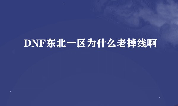 DNF东北一区为什么老掉线啊