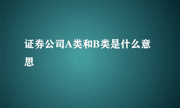 证券公司A类和B类是什么意思