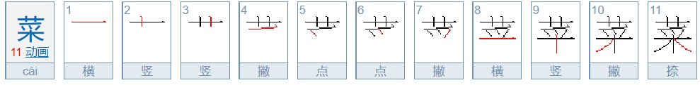菜字的笔画顺序