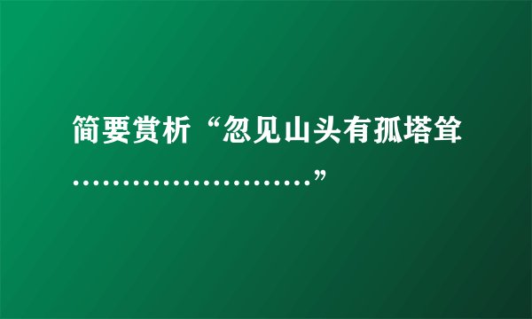 简要赏析“忽见山头有孤塔耸……………………”