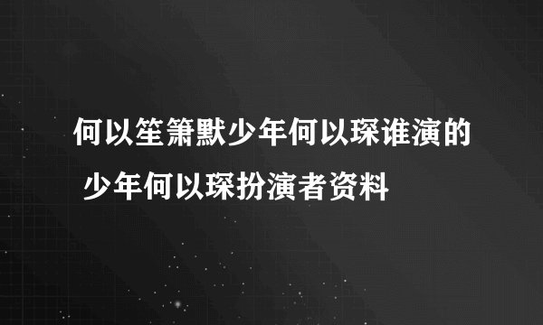 何以笙箫默少年何以琛谁演的 少年何以琛扮演者资料
