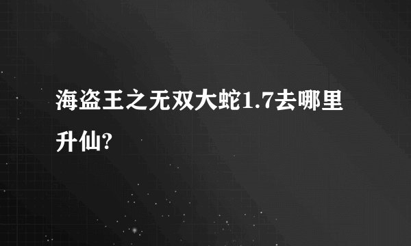 海盗王之无双大蛇1.7去哪里升仙?