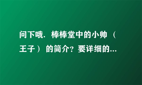 问下哦．棒棒堂中的小帅 （王子） 的简介？要详细的呦 知道的回答咯！