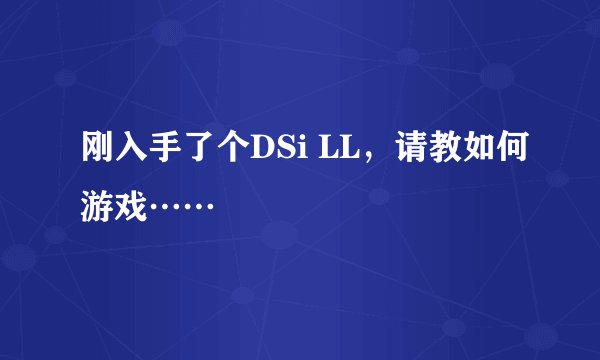 刚入手了个DSi LL，请教如何游戏……