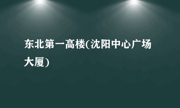 东北第一高楼(沈阳中心广场大厦)