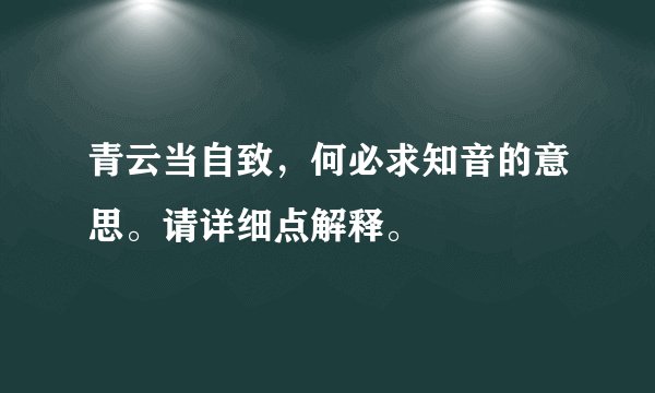 青云当自致，何必求知音的意思。请详细点解释。