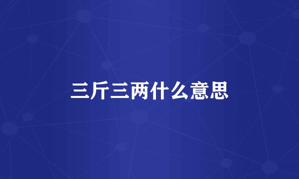 三斤三两什么意思