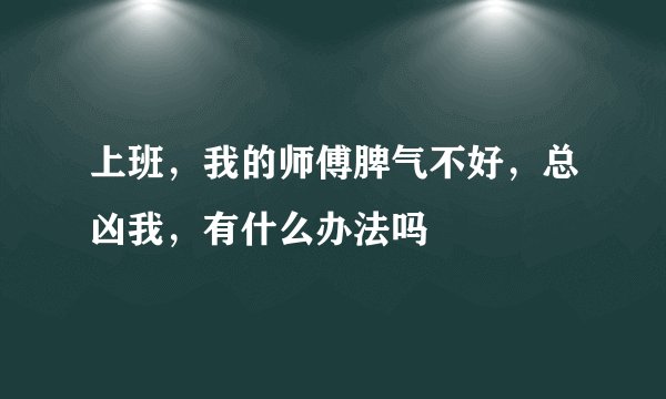 上班，我的师傅脾气不好，总凶我，有什么办法吗