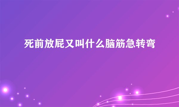 死前放屁又叫什么脑筋急转弯