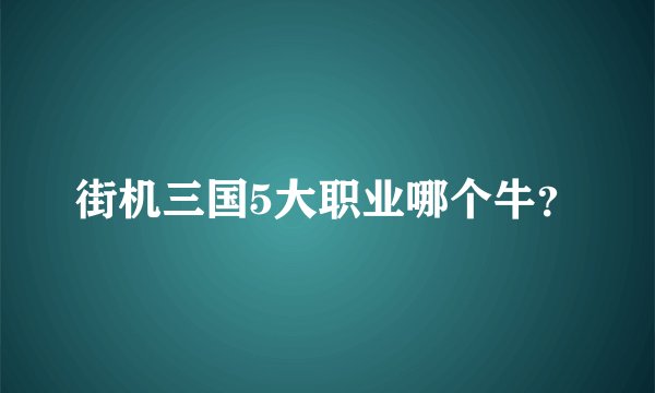 街机三国5大职业哪个牛？