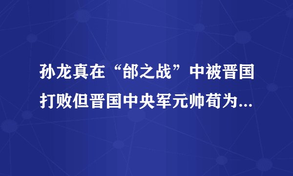 孙龙真在“邰之战”中被晋国打败但晋国中央军元帅荀为什么没有受到任何惩罚？