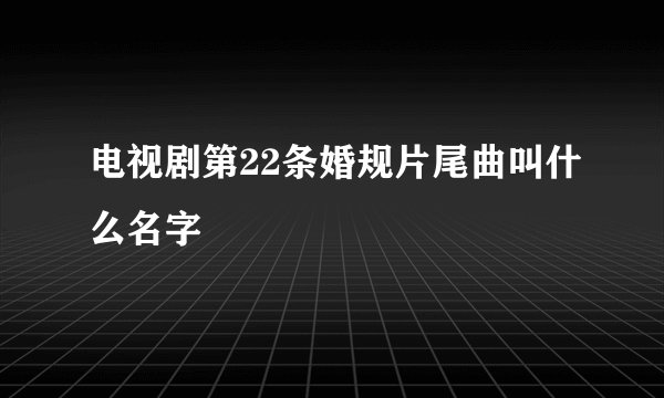电视剧第22条婚规片尾曲叫什么名字