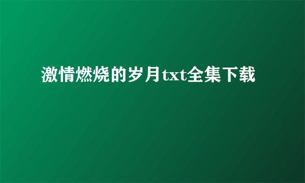 激情燃烧的岁月txt全集下载
