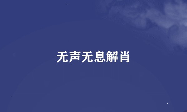 无声无息解肖