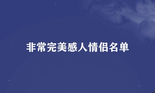 非常完美感人情侣名单