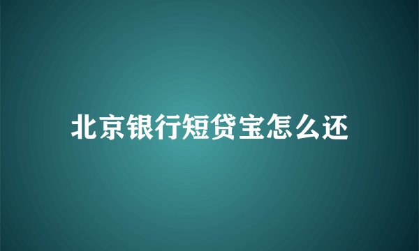 北京银行短贷宝怎么还