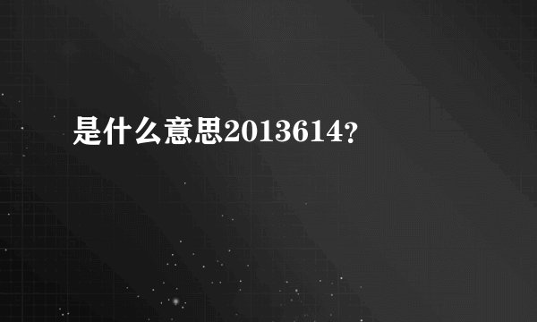 是什么意思2013614？