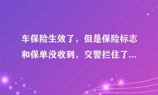 车保险生效了，但是保险标志和保单没收到，交警拦住了会罚款吗？
