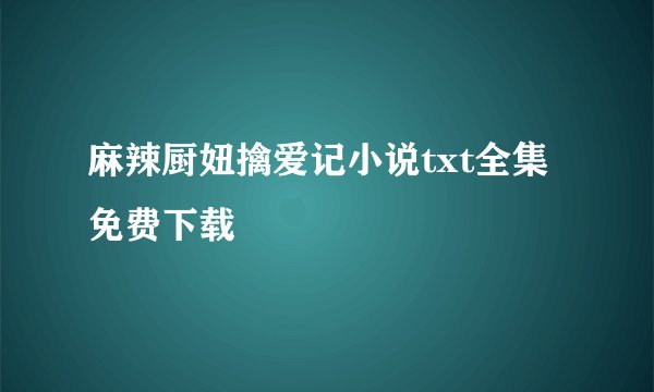 麻辣厨妞擒爱记小说txt全集免费下载