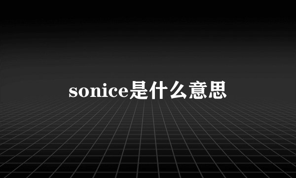 sonice是什么意思