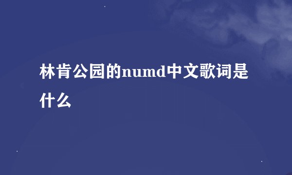 林肯公园的numd中文歌词是什么