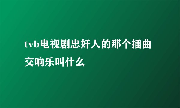 tvb电视剧忠奸人的那个插曲交响乐叫什么