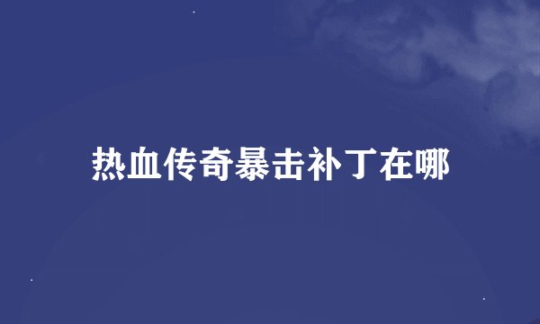 热血传奇暴击补丁在哪