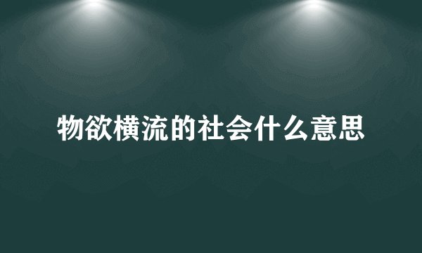 物欲横流的社会什么意思