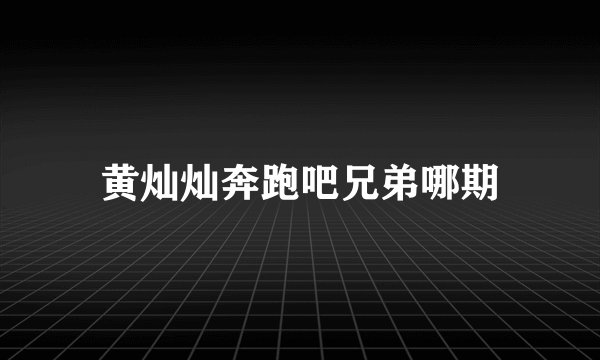 黄灿灿奔跑吧兄弟哪期