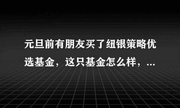 元旦前有朋友买了纽银策略优选基金，这只基金怎么样，具体背景有人了解吗？