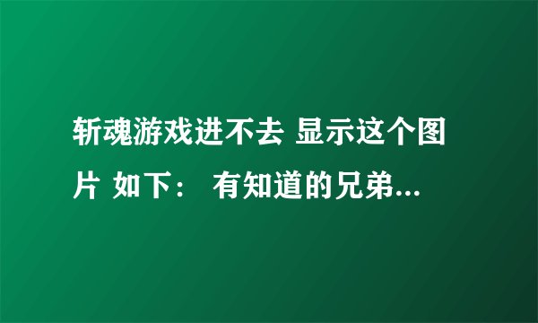 斩魂游戏进不去 显示这个图片 如下： 有知道的兄弟麻烦细细解答