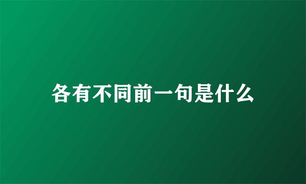 各有不同前一句是什么