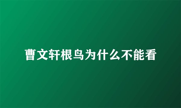 曹文轩根鸟为什么不能看