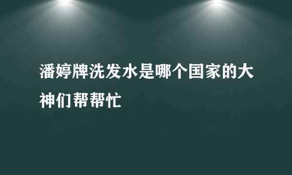 潘婷牌洗发水是哪个国家的大神们帮帮忙