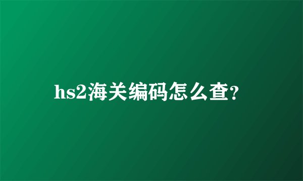 hs2海关编码怎么查？